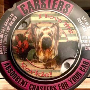 NEW-2Pack  I Love My Yorkie! Dog ~Absorbent Stone CAR Coasters by Carsters